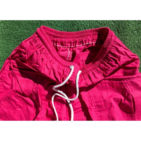 VTG Neon Drawstring High Waisted Women's Sm Pleated Cotton 1990s 3Pc Short Set - Picture 4 of 10